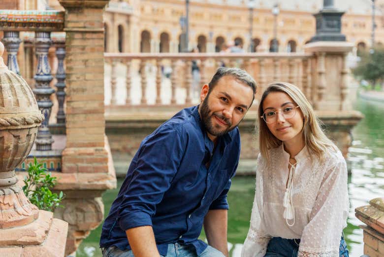 Sessão fotográfica na Plaza de España em Sevilha